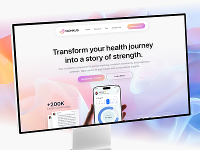 Women Health Tracker App Landing Page app branding design graphic design health health tracker illustration logo minimal ovolation priod tracker ui ux vector women health tracker