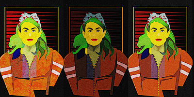 crushable triptych crush crushable crushed doodle girl head illustration noise shunte88 triptych vector