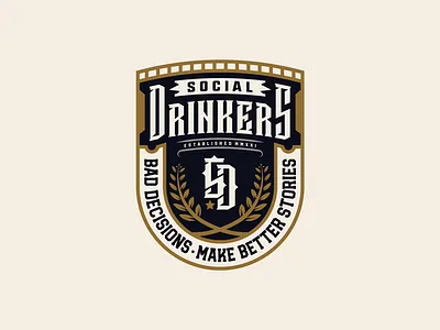 Social Drinkers Beers Badge Design badge badge design beer beers bourbon brand identity branding branding design brewery graphic design illustration logo logo design typography vector whiskey