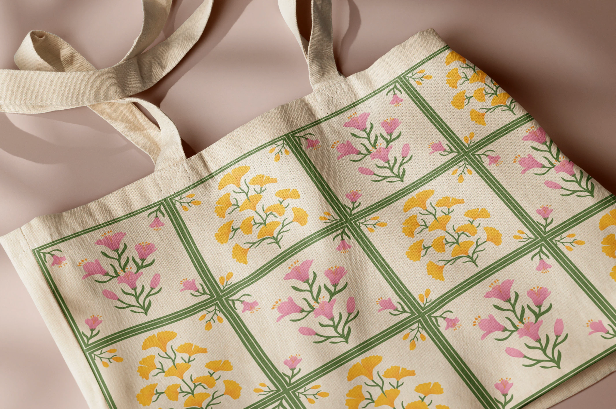 Blossom Blocks Floral Pattern Collection digital digitalart floral flower graphicdesign illustration pattern patterndesign surfacedesign textile tote totebag