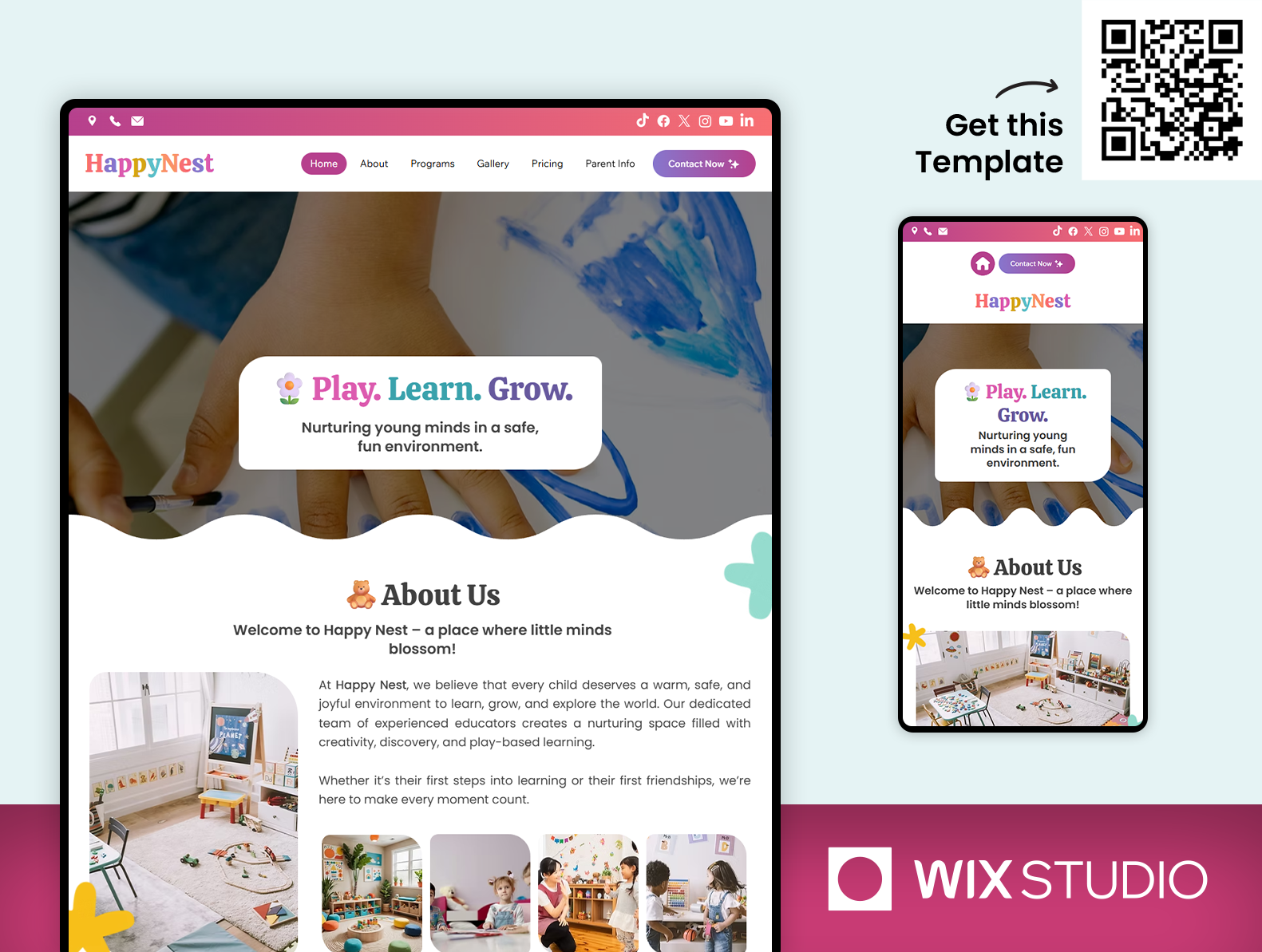 Kids Daycare - Wix Studio Website Template beautiful website child website childcare business childcare website children website colorful website template wix kids website template kids wix website kindergarten website nursery school website nursery website pre school website preschool website wix studio wix studio kids wix studio template wix studio website wix studio website template wix website