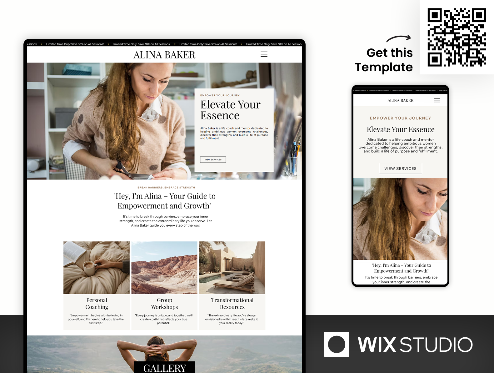 Coach & Influencer - Wix Studio Website Template agency template beautiful website coach template coach website handmade website induvidual website influencer website lifecoach template portfolio website showroom website studio website website for woman website woman design wix studio wix studio website wix studio website template woman website women design
