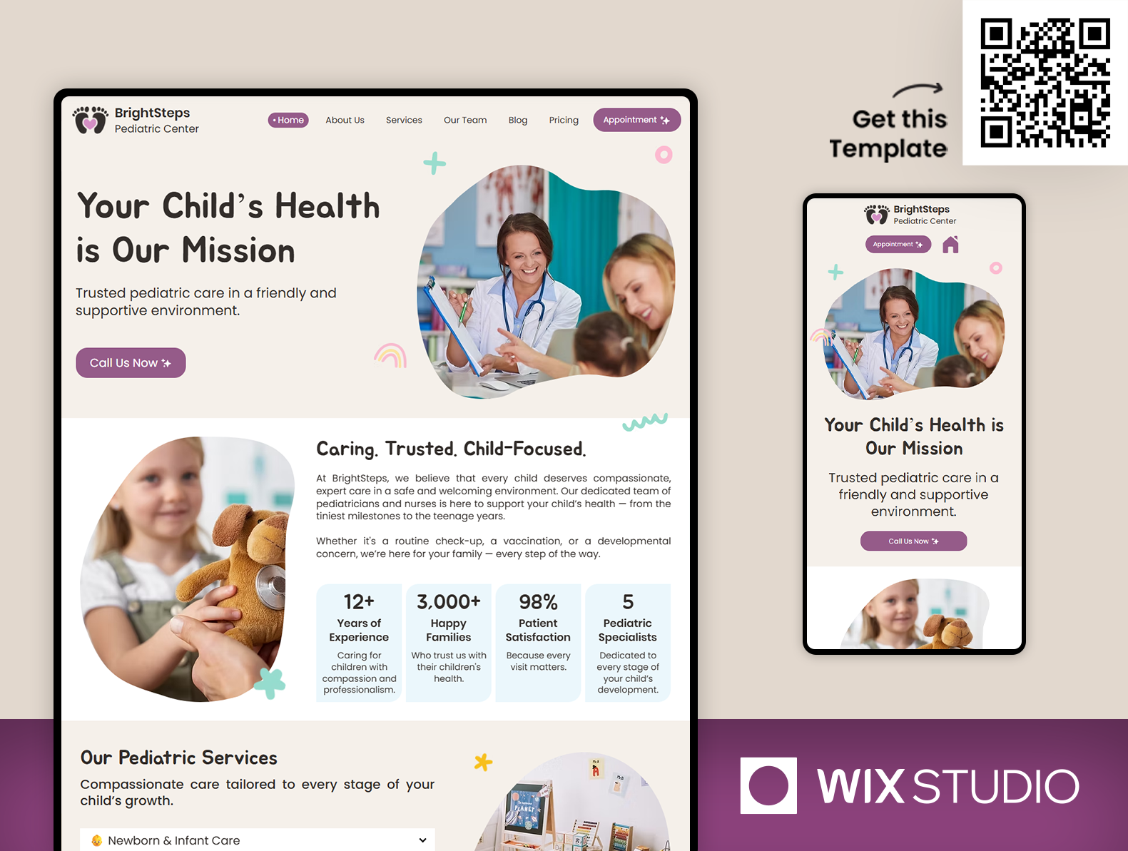 Pediatric - Wix Studio Website Template child medical website childcare website children website childrens doctor website doctor kids website kids medical center kids medical website kids medics website kids website medical website nursery kids pediatric pediatric website website kids doctor website nursery wix studio wix studio kids wix studio website wix studio website template