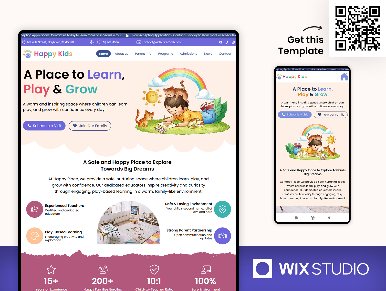 Kids Daycare - Wix Studio Website Template beautiful website child website kids website kids website template kindergarten website learning center website nursery school nursery website pre school website preschool website website template wix wix children center wix kindergarten wix learning center wix nursery wix studio wix studio website wix studio website template