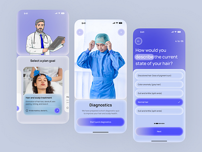 AI Hair & Skin Health App ai ai beauty ai skin checker ai skin diagnostic app design best app design mobile app mobile app ui skin disease scan app skin health skin scan skincare app design skincare mobile ios app smart skincare ui ux design