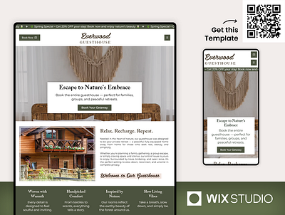 Guesthouse - Wix Studio Website Template apartment beautiful website boho website forest lodge website guesthouse website holiday rental rental website short term rental website vacation home vacation rental website wix guesthouse wix studio wix studio website wix studio website template wix webdesign