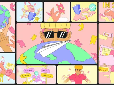 Custom illustrations, Gruve Tickets branding character design design illustration