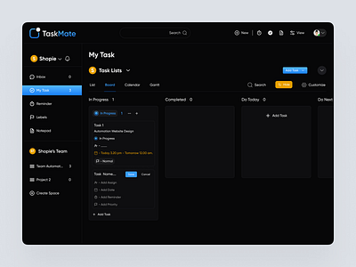 TaskMate Dashboard Design app design dashboard dashboard design dashboard designer figma figma design ui ui design ui designer uiux user interface ux ux design ux designer visual design web app web app design web design web designer website design