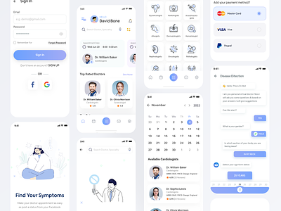 Doctor's Appointment Booking App app appointment booking design doctor figma illustration interface medical medicine mobile app trending ui ux