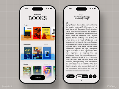 Books UI - mobile app ai books book collection book reading books books shelves collection glass library listening modern reading