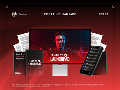 Checkout visual design • Info Launchpad checkout digital product graphic design mockup visual