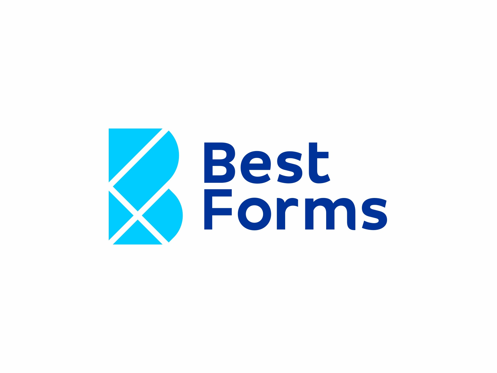 BestForms, visual modular UI builder logo design b bf branding digital product efficiency f fb letter mark monogram logo logo design low code modular builder modules negative space no code precision structure ui builder visual builder web interface builder
