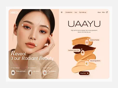 UAAYU - Skin Care Beauty Clinic animation beauty branding care clinic elementor framer landing motion online page shop skin store ui webflow website woman wordpress