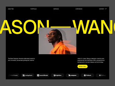 Personal Portoflio Website Dark Mode agency branding dark design designer developer digital elementor framer freelancer landing mode page personal portfolio profile ui webflow website wordpress