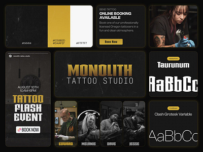 Tattoo Studio Website Design Concept v1 branding colors concept corporate website design design concept fonts graphic design landing logo oregon sans serif style guide tattoo ui ui design web design webdesign website website design