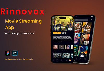 Rinnovax - Movie Streaming App entertainment app figma design mobile app movie app product design streaming app ui design uiux user inerface ux design