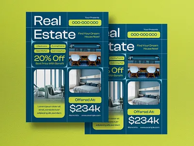 Green Minimalis Real Estate Flyer apartment building estate green minimalist minimalist style real estate social media
