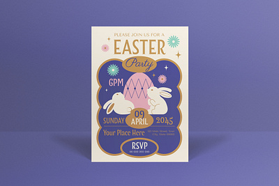 Purple Easter Party Invitation celebration design easter easter egg easter event event party purple