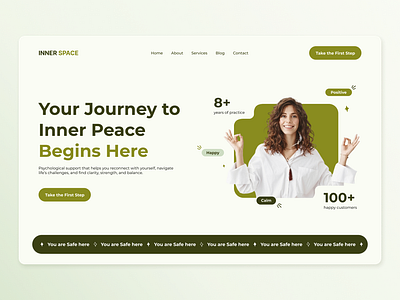 Wellness & Therapy Website — Psychology Web Design clean design gentle design human mental health mindfulness modern therapy website natural colors online therapy services personal growth psychology psyhology website self care self discovery soft colors supportive design therapist therapy timeline design ui web design