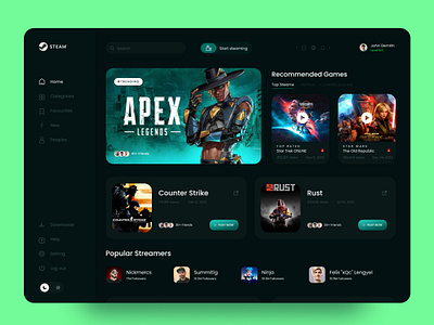 Game Live Streaming Dashboard Design dashboard design dribble dribbleartist game illustration