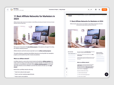 Ecomiq - Web Builder: Create a Blog Page in SaaS E-commerce blog page e commerce marketplace online store order management product design saas saas design saas ecommerce site builder store builder ui ux web app web builder web design web store