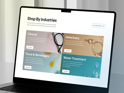 Microlex - Microscope Ecommerce Landing Page - Mockup blue categories clean design ecommerce healthcare industry laboratory landing page marketplace medical product shop ui uiux ux web design