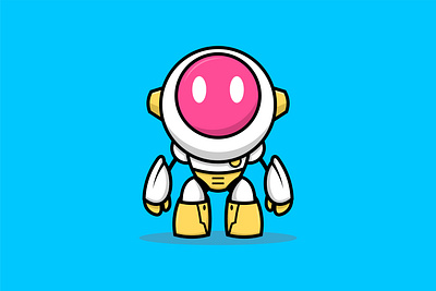 Cute Robot 2D Cartoon Character addorable animation art branding character cute design education fiverr fun graphic design gundam illustration kid logo portofolio robot robotic technology vector