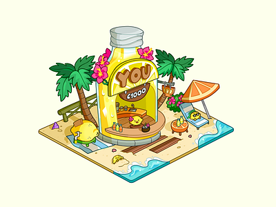 YOU C Beach Shack art beverage cartoon concept concept art cute design flat fruit game graphic design illustration lemon playful vector you c 1000
