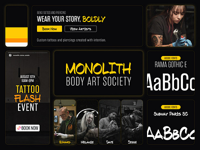 Tattoo Studio Website Design Concept v3 branding concept corporate website design design concept graphic design illustration landing logo style guide stylescape styletile ui webdesign website website concept