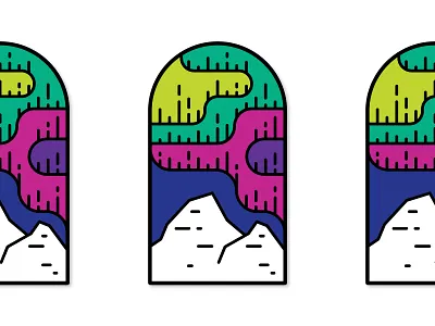 Northern Lights aurora borealis badge far north lights mountain north northern lights snow sticker winter