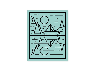 Mirror Lake alpine badge camp camping lake line mirror moon mountain pine reflection sticker sun tent tree