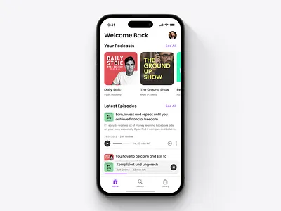 Podcast App - Light Mode app concept daily ui dailyui design interface ios light mode lightmode minimal mobile modern podcast ui ui design uidesign ux