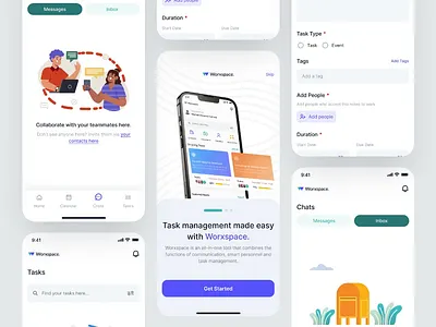 Worxspace: Task Management Mobile App - Edgecases clean edge cases empty screens light management app minimal mobile app mobile ui planner productivity saas schedule task management task management mobile app task manager tasks team todo ui ux