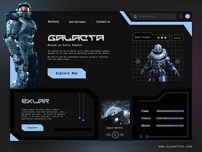 Sci-fi Gaming Web App, Landing Page ai animation app black dark darkmode dashboard design gamer gaming interface landing page motion player product scifi streaming ui ux website