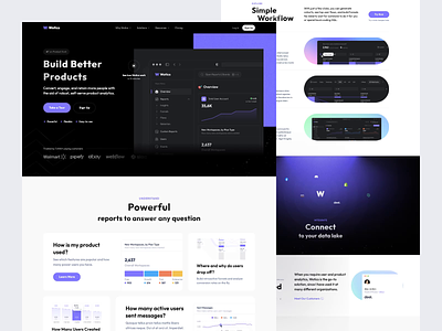 Analytics - Landing Page analytics animation bar chart charts clean data design desktop integration landing page layout minimalist number product purple stats table ui uiux web