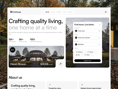 Fronthouse - Real Estate Website design figma graphic design real estate ui ux web design