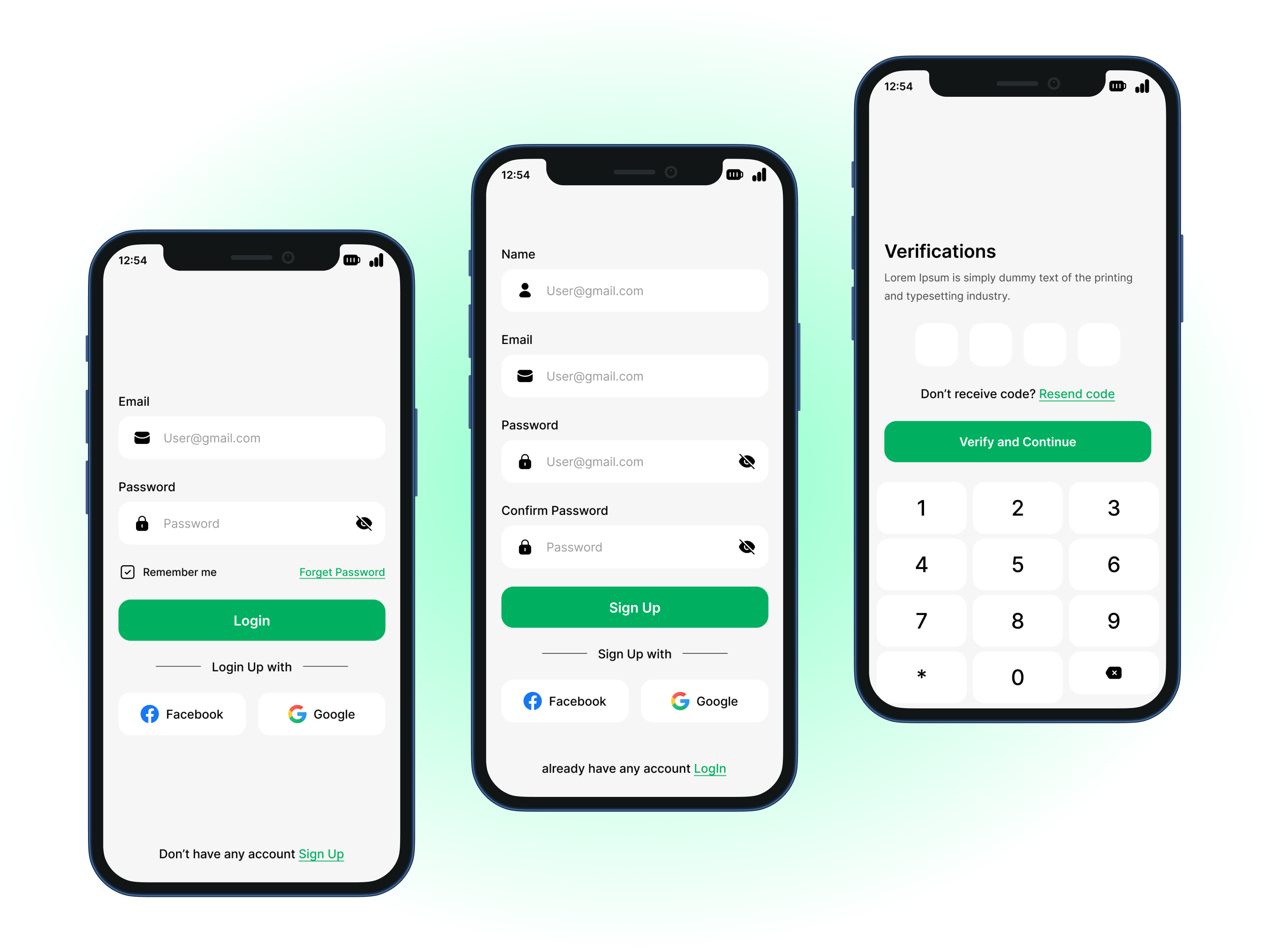Modern Login, Signup & Verification Screens – Mobile UI Design appui cleanui dailyui dribbble figma loginscreen minimaldesign mobileappdesign mobileux onboarding signupscreen ui uidesign userinterface ux uxdesign verificationscreen