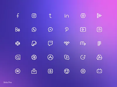 Social Icons - Xnix Pro Pack design freebie icon icon pack iconography icons illustration line icon social social icon social icon pack stroke icon xnix xnix pro