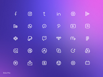 Social Icons - Xnix Pro Pack design freebie icon icon pack iconography icons illustration line icon social social icon social icon pack stroke icon xnix xnix pro