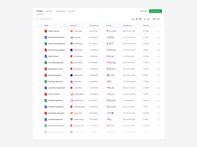 Document List app design ui ui design ux website website design