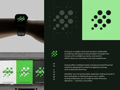 Outing brand guidelines arrow logo branding design finance logo growth logo identity logo logo design logo mark modern logo outing logo vector