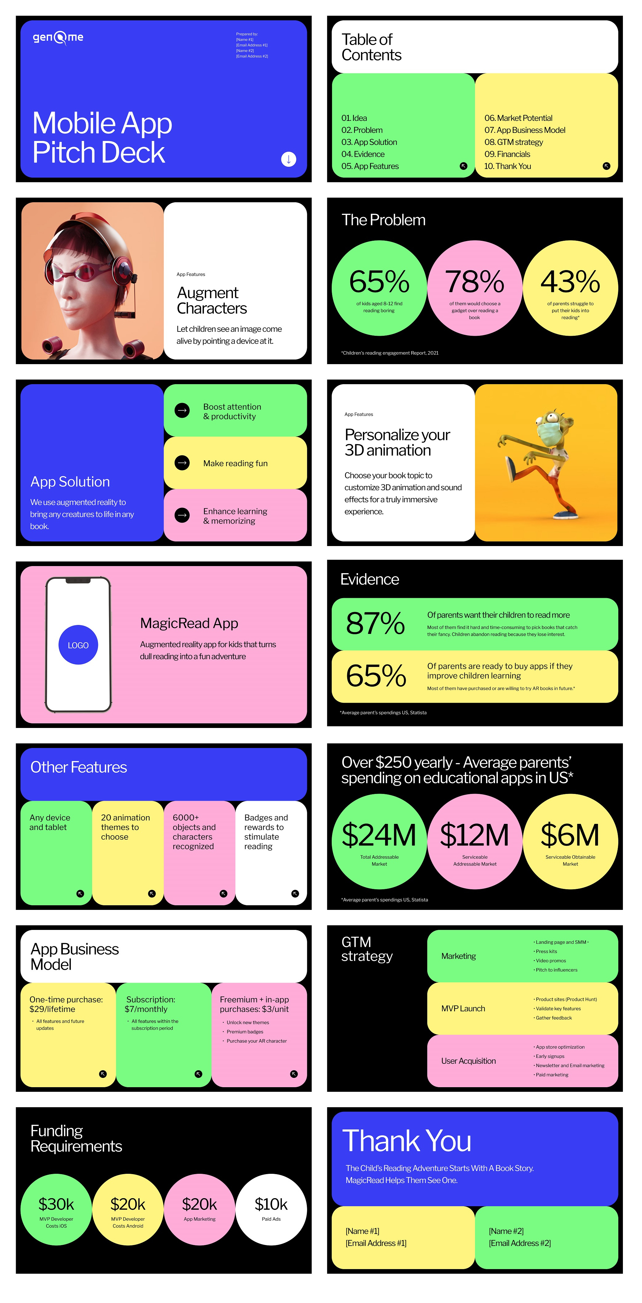 Mobile App Pitch Deck 3d app clean keynote mascots modern pitch deck power point powerpoint presentation prezi slides