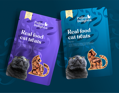 Feline Delights: Premium Cat Food Visual Identity brand identity branding cat food design font food packaging graphic design pattern pet food typography visual identity