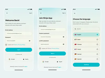 Login & Signup UI for Grocery Delivery Mobile App app design forgot password grocery app grocery app ui ios login screen login screen ui loginsignup moderndeliveryapp multilingualappdesign registration rtl app ui sign in sign up sign up screen ux signuppage startup ui ui design uiux useronboarding