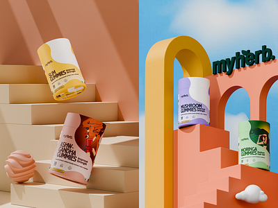 MyHerb - 3D render product and visual identity 3d 3d render 3dstairs branding design logo product product render realisticrender supplement visual identity