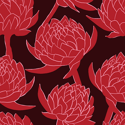 Big Red Flowers on Dark. Seamless pattern fabric fashion flower packaging pattern red seamless textile