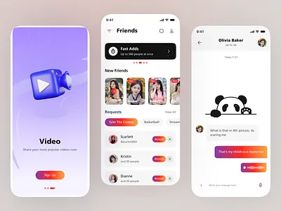 Video Chat and Live Streaming Mobile app app clean dating dating app dating app design design live app live stream live streaming love app minimal mobile modern app design streaming app ui ux video