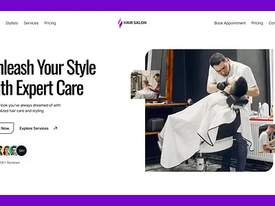 Hair Salon Landing Page animation beauty booking creative design fashion hair hair and nails website hair salon hairstyle home page minimal modern product ui ux web design website landing page
