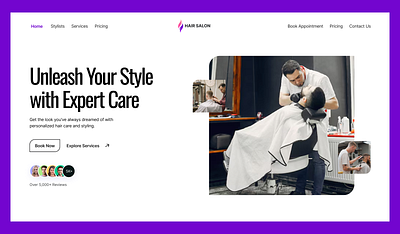 Hair Salon Landing Page animation beauty booking creative design fashion hair hair and nails website hair salon hairstyle home page minimal modern product ui ux web design website landing page