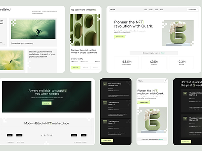 Quark – NFT Marketplace Landing Page Design crypto design digitalart good typography landing page nft nft marketplace ui virtualgallery web web design web3 webdesign website